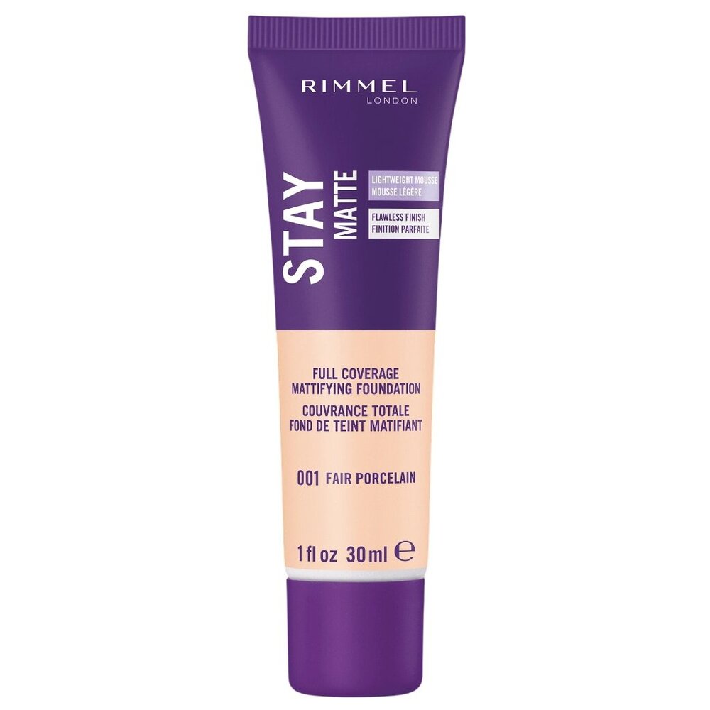 Rimmel London 001 Fair Porcelain Stay Matte Foundation 1 fl oz Full Coverage NEW